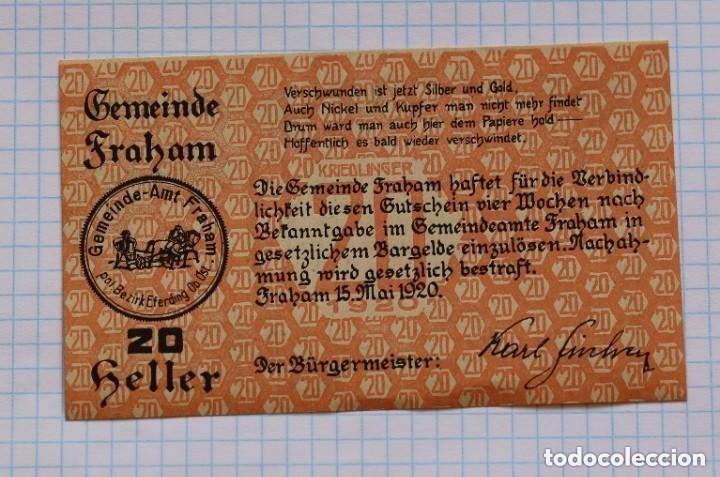Billetes extranjeros: NOTGELD. AUSTRIA. 20 HELLER 1920 FRAHAM - Foto 1