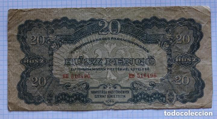 Billetes extranjeros: 20 PENGO 1944 HUNGRIA. P #M6B