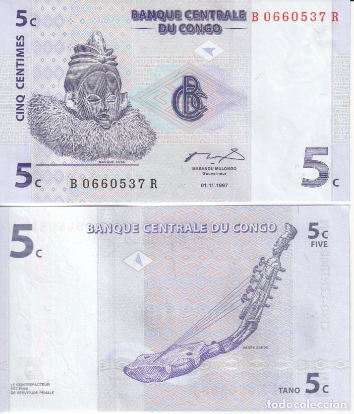 Billetes extranjeros: Republica Democratica del Congo 5 Centimes del 1997 Pick 81 SC/UNC - Foto 1