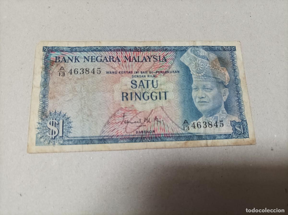 Billetes extranjeros: Billete Malasia 1 Ringgit, a&ntilde;o 1972, serie A - Foto 2