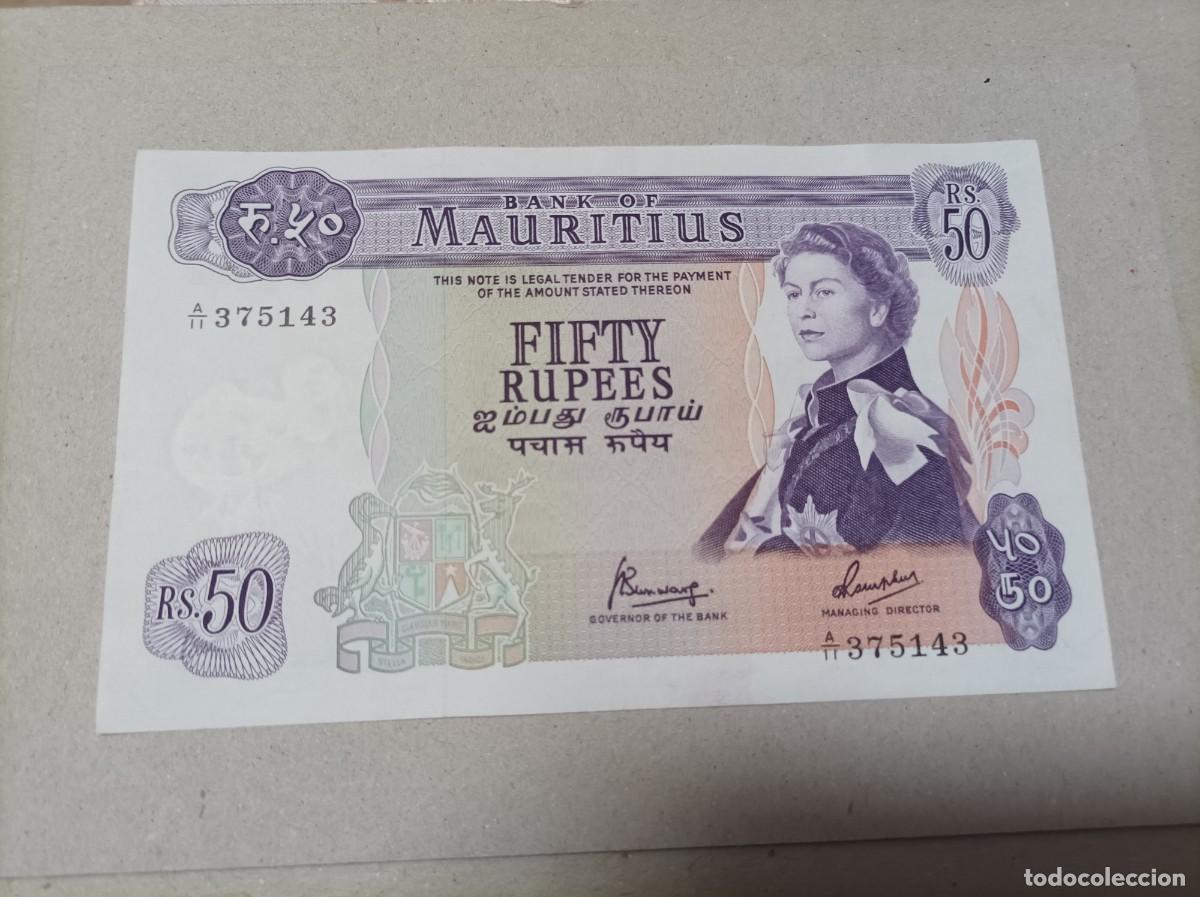 Billetes extranjeros: Billete Mauricios, 50 rupias, serie A, a&ntilde;o 1967, UNC