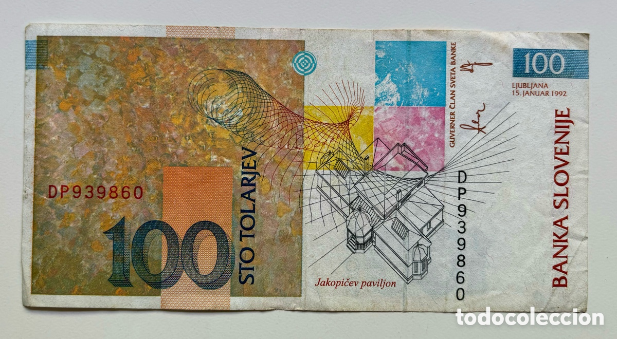 Billetes extranjeros: Billete ESLOVENIA 100 Tolarjev 1992