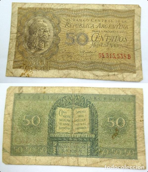 Billetes extranjeros: Billete de Argentina 50 centavos circulado - Foto 1