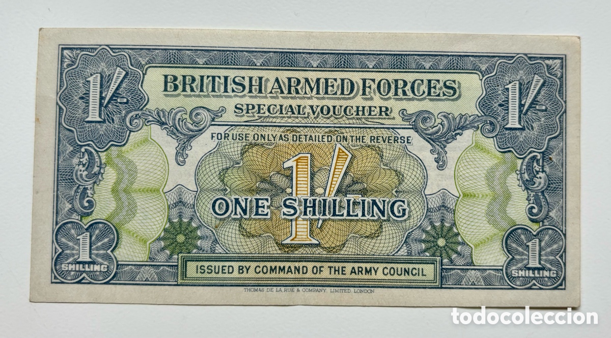 Billetes extranjeros: Billete FUERZAS ARMADAS BRITANICA 1 Chelin (1946) Shilling British Armed Forces. Inglaterra UK