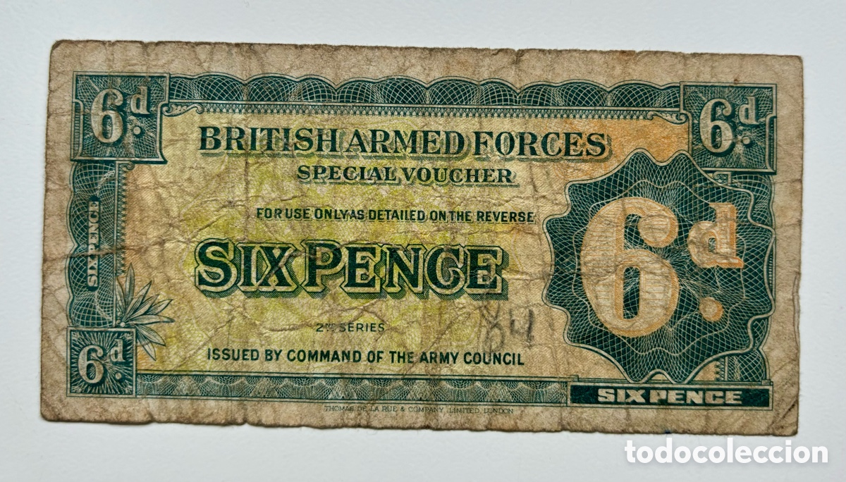 Billetes extranjeros: Billete FUERZAS ARMADAS BRITANICA 6 Peniques (1948) Six Pence . Inglaterra UK . British armed Forces