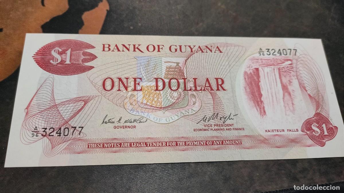 Billetes extranjeros: Billete Guyana 1 D&oacute;lar 1992 - Foto 1