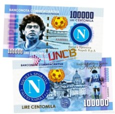 Billetes extranjeros: BILLETE CONMEMORATIVO 100000 LIRE - DIEGO ARMANDO MARADONA /UNCB