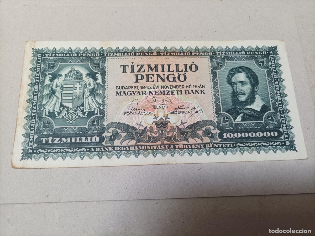 Billetes extranjeros: Billete Hungr&iacute;a, 10000000 pengo, a&ntilde;o 1945 - Foto 2