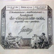 Billetes extranjeros: ASSIGNAT DE CINQUANTE SOLS. 1793. SÉRIE 2710. FRANCIA