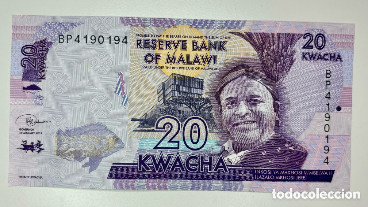 Billetes extranjeros: Billete MALAWI 20 Kwacha 2019 SC - Foto 1