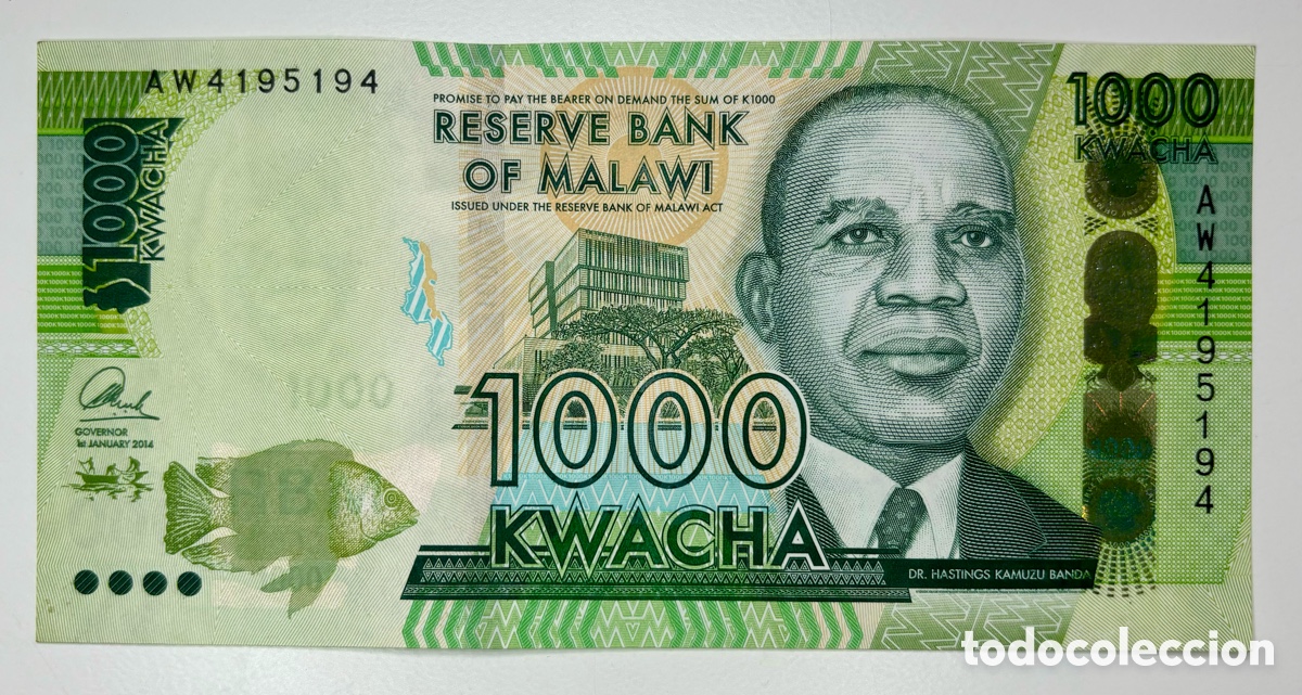Billetes extranjeros: Billete MALAWI 1000 Kwacha 2016 . EBC - Foto 1