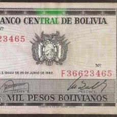 Billetes extranjeros: BOLIVIA. 1000 PESOS BOLIVIANOS D. 1982. PICK 167. VARIANTE DE FIRMAS