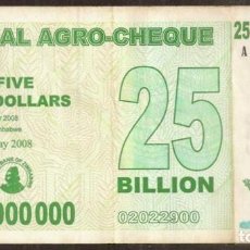 Billetes extranjeros: ZIMBABWE. 25 BILLIONES DE DOLARES 2008. PICK 62.
