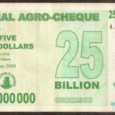 Billetes extranjeros: ZIMBABWE. 25 BILLIONES DE DOLARES 2008. PICK 62.