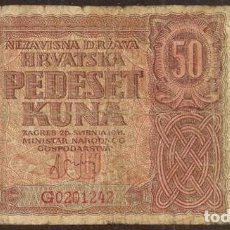Billetes extranjeros: CROACIA. II G.M. 50 KUNA 26.4. 1941. PICK 1.