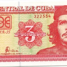 Billetes extranjeros: BILLETE REPUBLICA DE CUBA - 3 PESOS -BANCO CENTRAL - ERNESTO GUEVARA -AÑO 2004 - FA-35 -SIN CIRCULAR