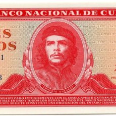 Billetes extranjeros: BILLETE REPUBLICA DE CUBA - 3 PESOS -BANCO NACIONAL- ERNESTO GUEVARA -AÑO 1988 - CD 08 -SIN CIRCULAR