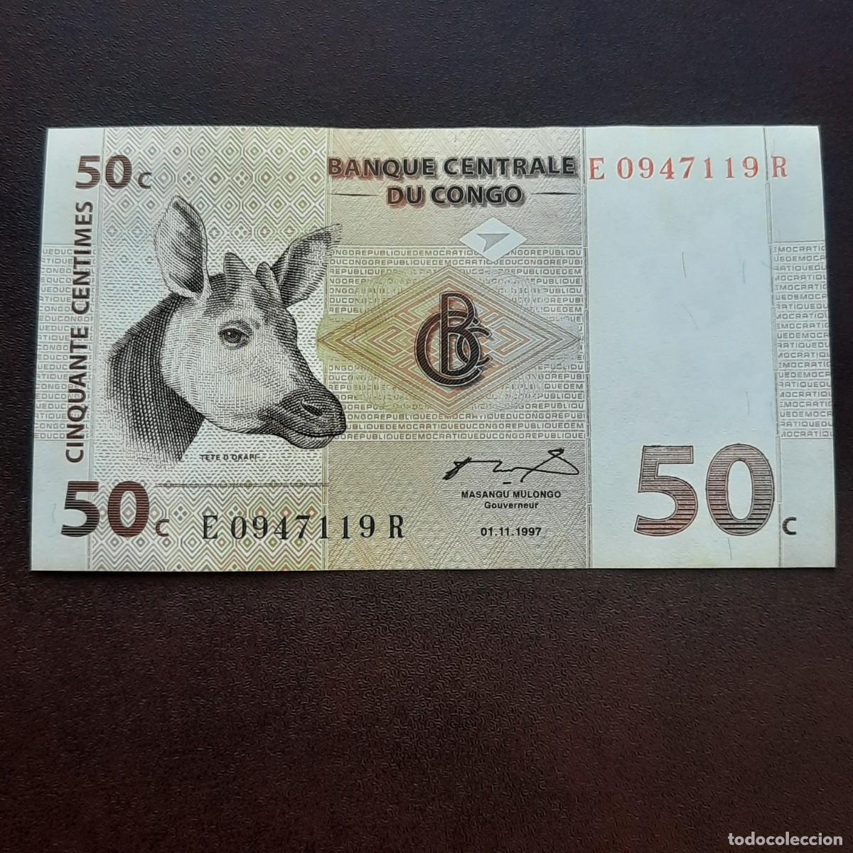 Billetes extranjeros: BILLETE DE 50 CENTIMES DEL CONGO DEL A&Ntilde;O 1997. S/C-. - Foto 1