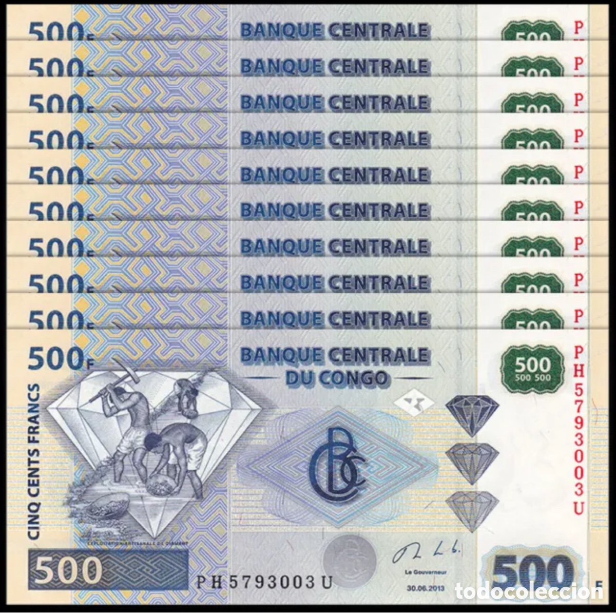 Billets internationaux: Lote x 10 Billetes 500 Francos 2013 SC. Francs