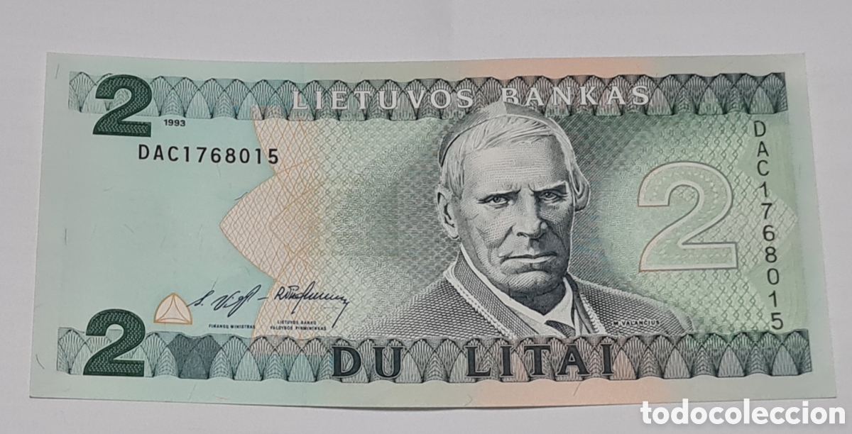 Billetes extranjeros: Billete Lituania,1.993, 2 Litai,Plancha. - Foto 1