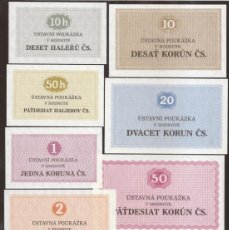 Billetes extranjeros: CHECOSLOVAQUIA. SERIE COMPLETA DEL 1981 DEL SISTEMA PENITENCIARIO. 10 HALERU - 100 KORUN. S/C.