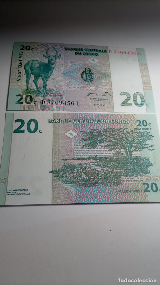 Billetes extranjeros: CONGO - 20 CENTIMES 1997 - P83 - Foto 1