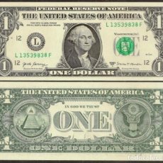 Billetes extranjeros: EEUU. USA. ESTADOS UNIDOS. 1 DOLAR 2017 A. LETRA L - SAN FRANCISCO. S/C.