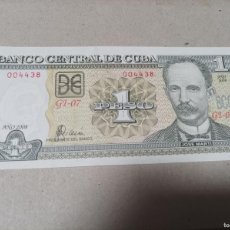 Billetes extranjeros: BILLETE CUBA, 1 PESO, AÑO 2008, Nº BAJISIMO 004438, UNC