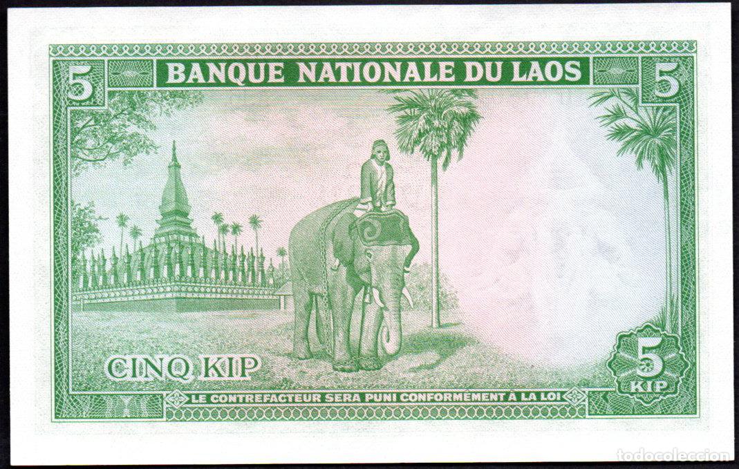 Billetes extranjeros: LAOS - 5 KIP 1962 - S/C - Foto 2