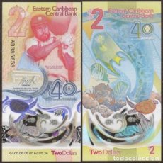 Billetes extranjeros: CARIBE BRITANICO. CONMEMORATIVO 2 $ 2023. POLIMERO. S/C. 40 ANIV. BANCO CENTRAL DEL CARIBE ESTE