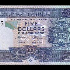 Billetes extranjeros: ISLAS SALOMÓN 5 DÓLARES 2018 PICK 26D SC UNC