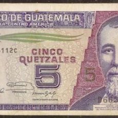 Billetes extranjeros: GUATEMALA. 5 QUETZALES 22.01. 1992