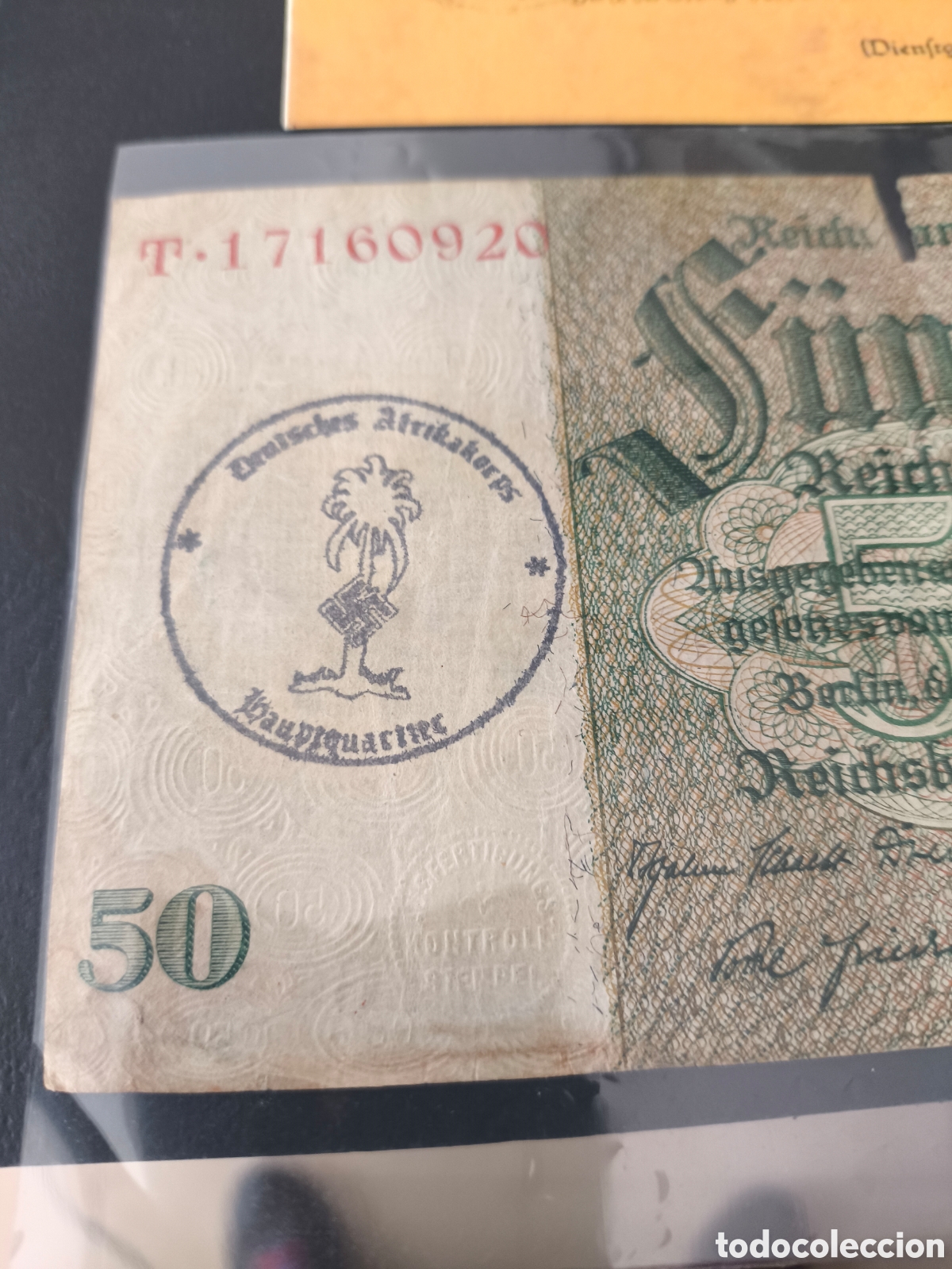 Billetes extranjeros: Documento Ek2 Rommel + billete - Foto 3