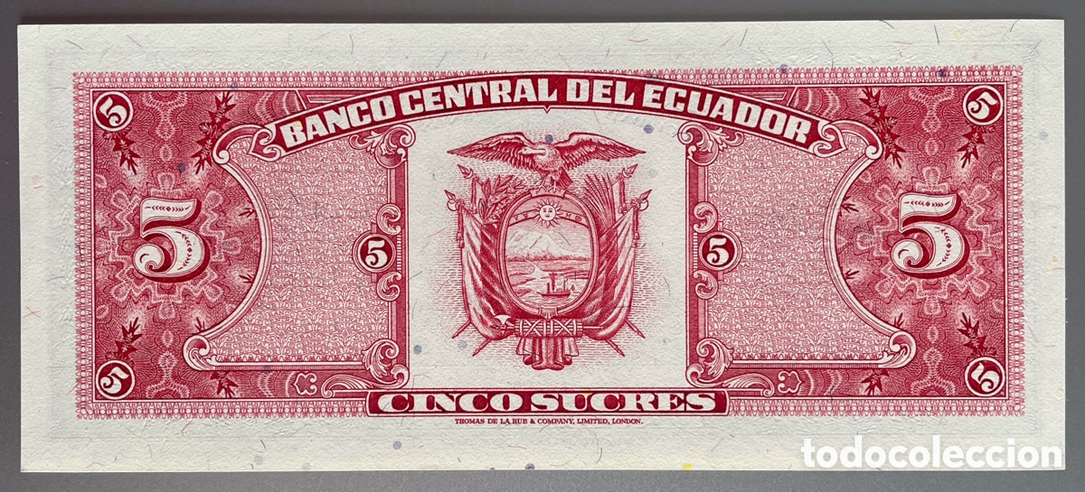 Billetes extranjeros: Ecuador. 5 sucres. 1988 - Foto 2