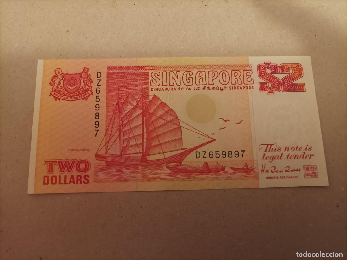 Billetes extranjeros: Billete Singapur, 2 d&oacute;lares, a&ntilde;o 1990, UNC - Foto 2