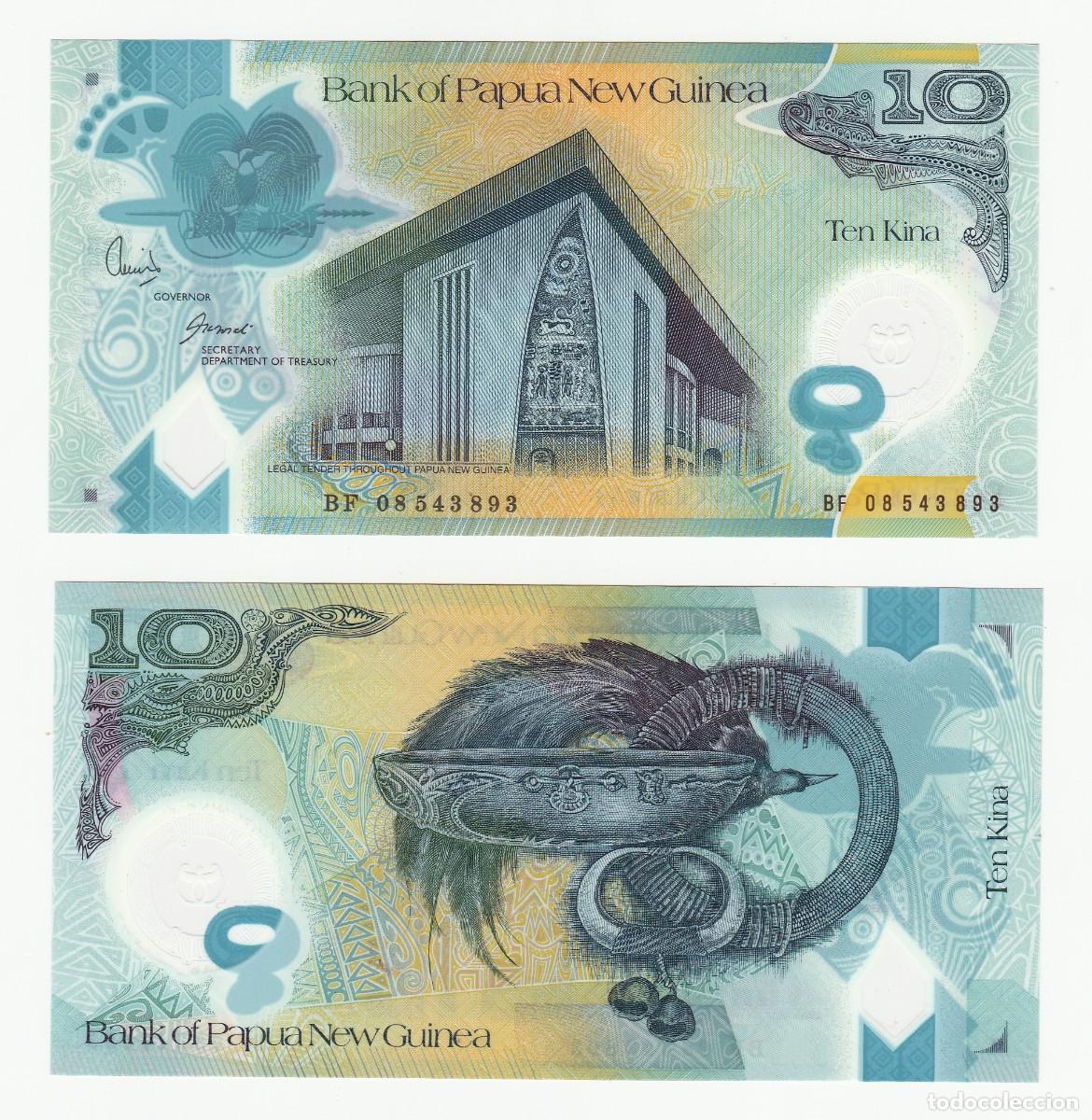 Banconote internazionali: PAPUA NUEVA GUINEA 10 KINA 2008 n/s BF08543893 POLIMERO SIN CIRCULAR (el de la foto)
