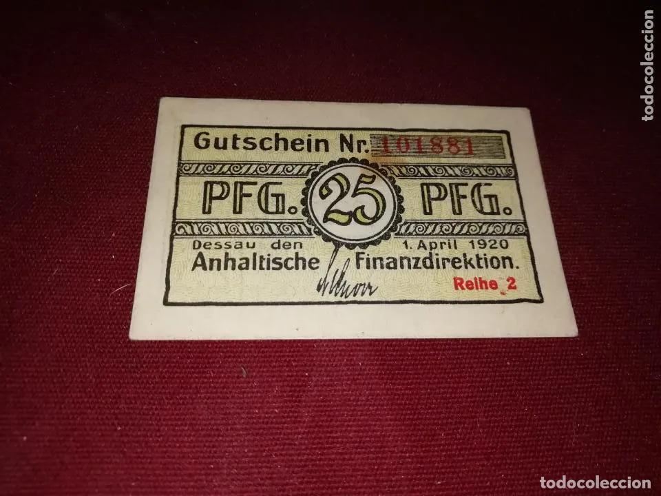 Billetes extranjeros: Alemania. Anhalt Finanzdirektion 25 Pfennig 1920 Dessau Notgeld