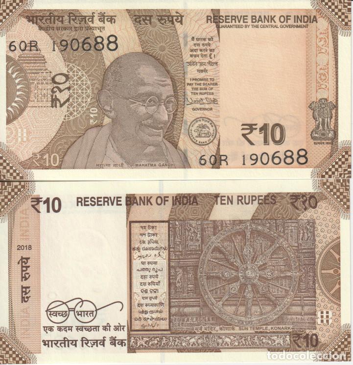 Billetes extranjeros: India 10 Rupees del 2018 Pick 109 N SC/UNC - Foto 1
