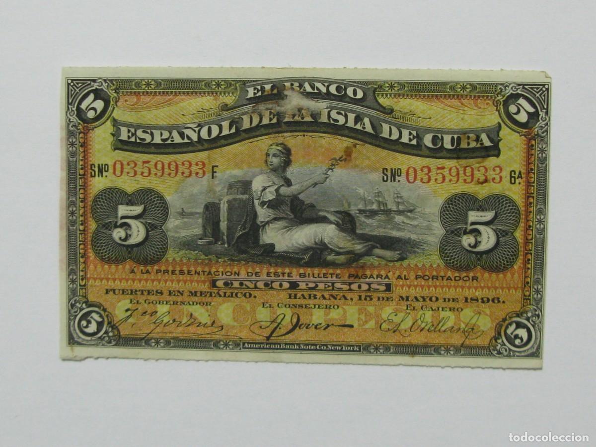Billetes extranjeros: ZALDI2010 - CUBA , 5 PESOS DE 1896 - Foto 1