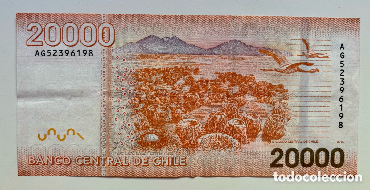 Billetes extranjeros: Billete CHILE 20000 Pesos 2015 - Foto 2