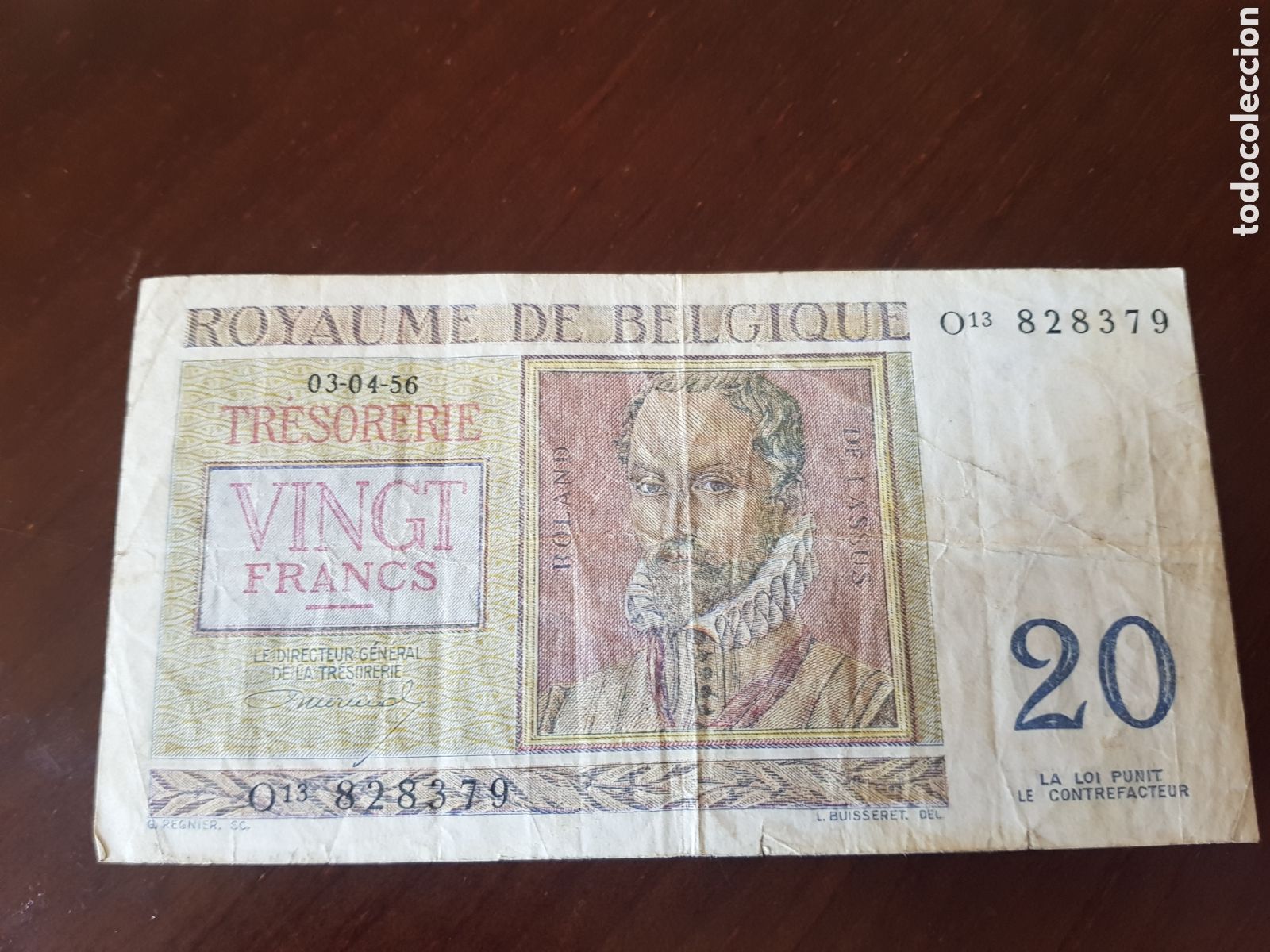 Billetes extranjeros: 20 francos belgica - Foto 2