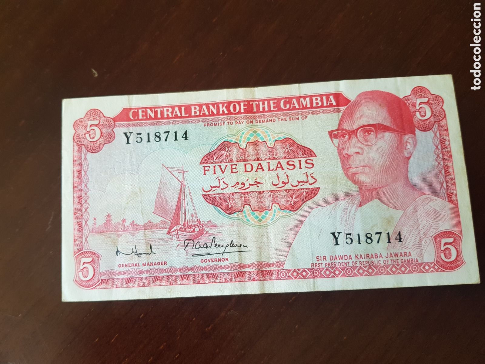 Billetes extranjeros: Five dalasis gambia - Foto 1