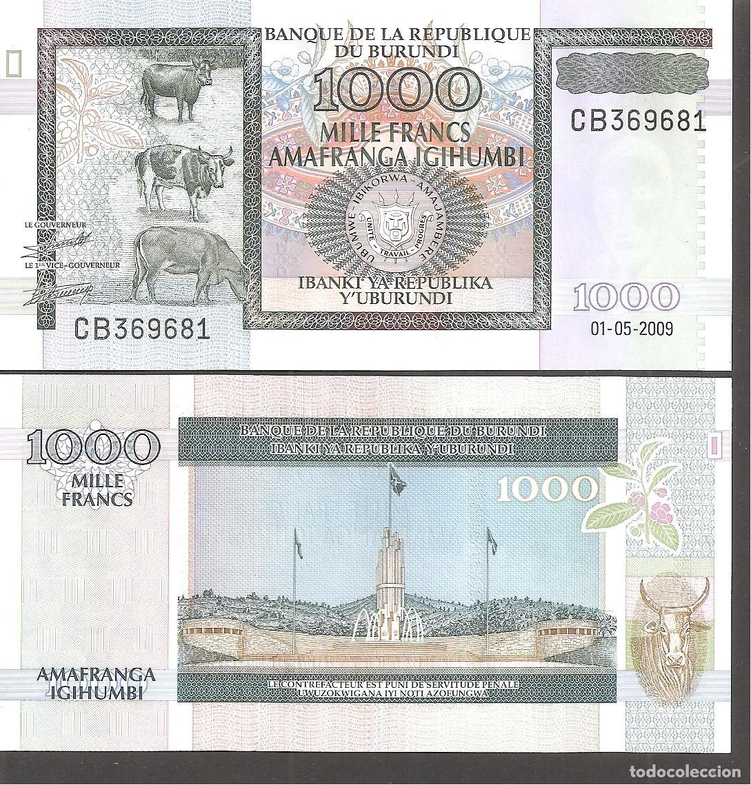 Billetes extranjeros: BURUNDI 1000 FRANCOS 2009 SC/UNC - Foto 1