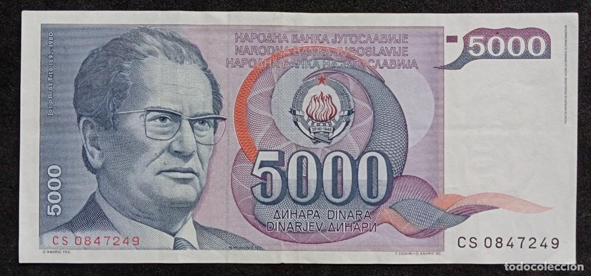 Billetes extranjeros: Yugoslavia 5000 dinara 1985 (MBC+) pick 85 - Foto 1