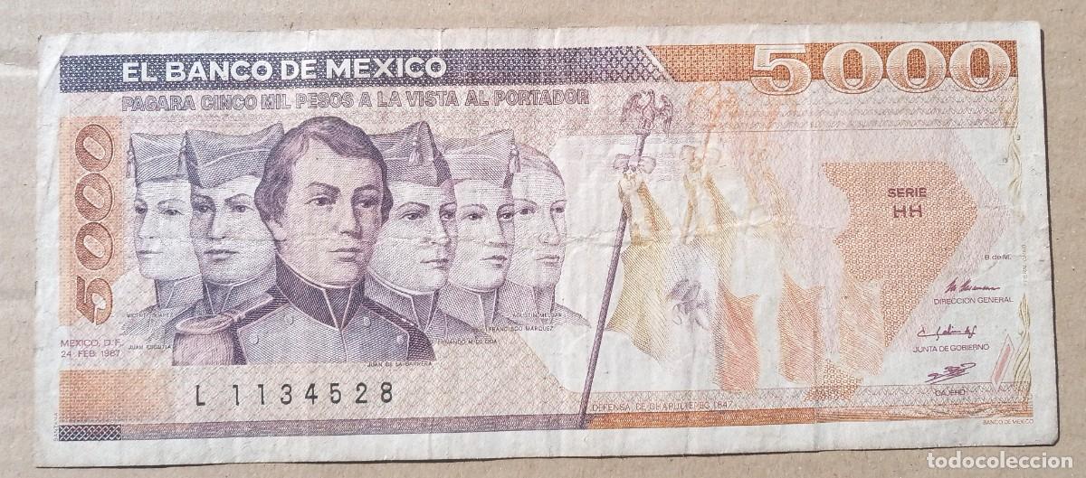 Billetes extranjeros: MEXICO - 5000 PESOS 1987 L1134528 BC - Foto 1