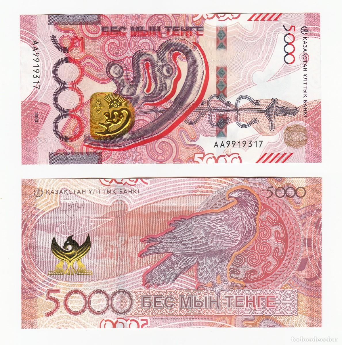 Banconote internazionali: KAZAJISTAN 5000 TENGE 2023 n/s AA9919317 SIN CIRCULAR (el de la foto)