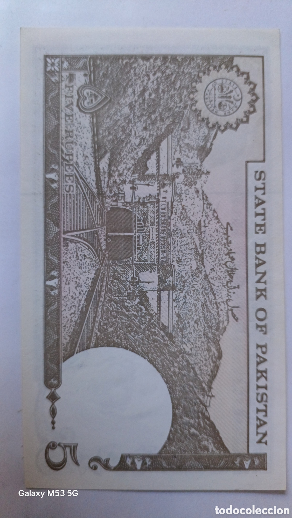 Billetes extranjeros: Pakist&aacute;n 5 rupias sin circular 1984 - Foto 3