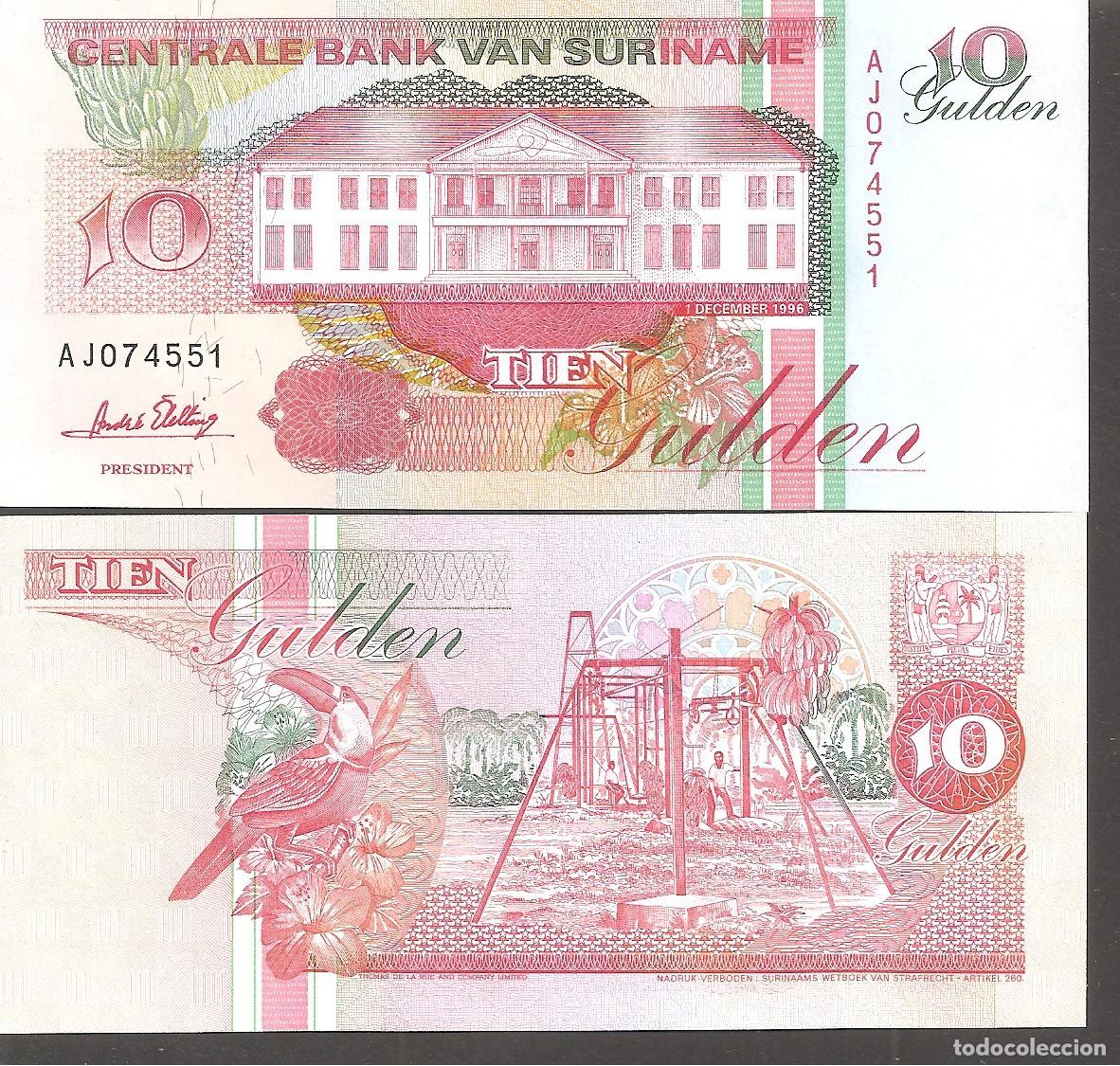 Billetes extranjeros: SURINAME 10 GULDEN 1996 SC/UNC - Foto 1