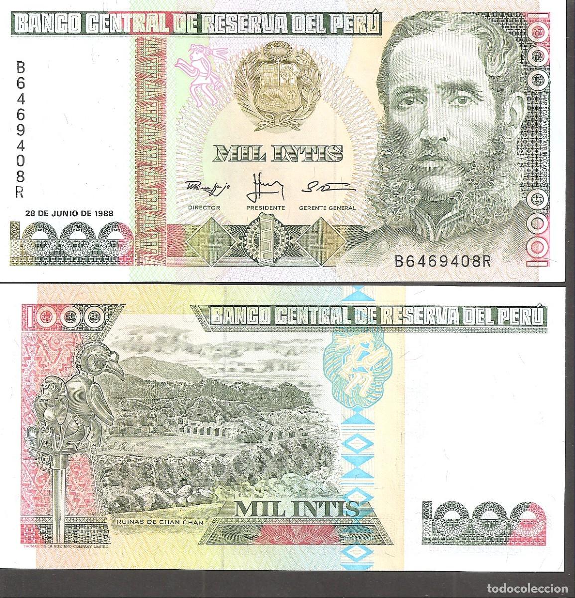 Billetes extranjeros: PERU 1000 INTIS 1988 SC/UNC - Foto 1