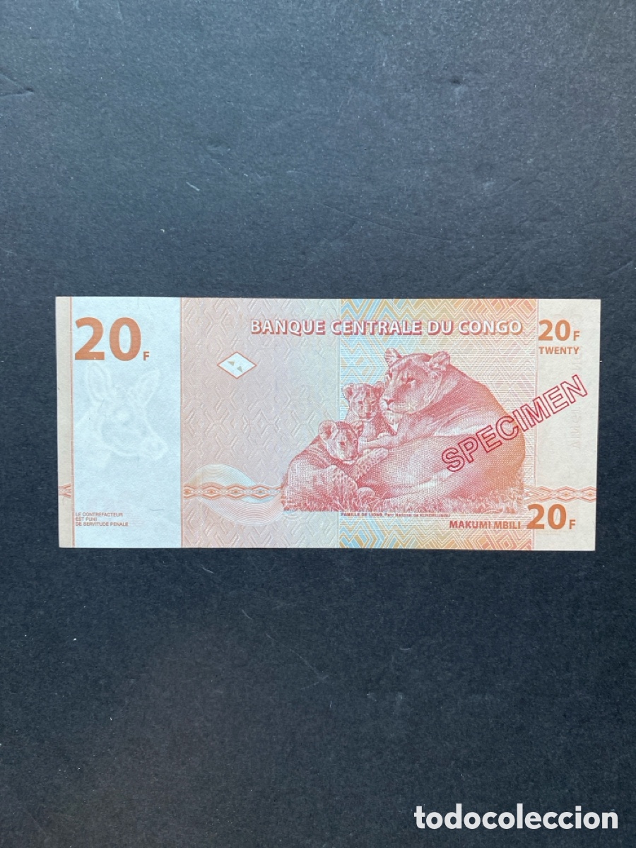 Billetes extranjeros: Billete de Congo Specimen - Foto 2
